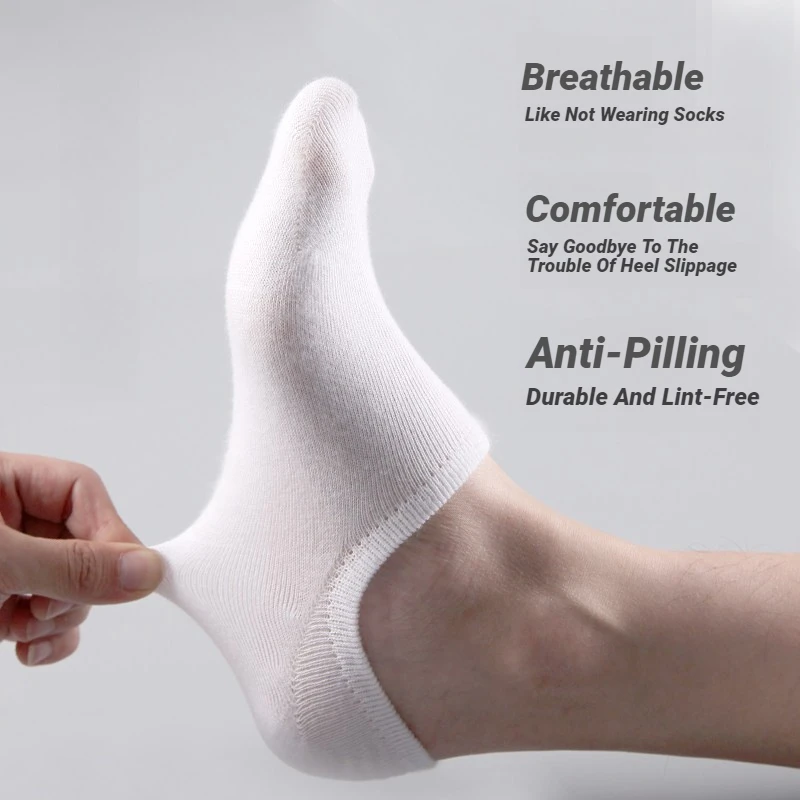 5 Pairs Men Invisible Boat Socks Non Slip Low Cut Ankle Socks Daily Casual Wear Comfort Compression Socks Fashion Breathable