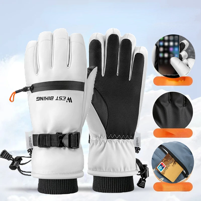 

New Winter Outdoor Waterproof Pocket Warm Men's and Women's Gloves Cycling Gloves Non Slip Skiing Gloves Ski Board Accessories