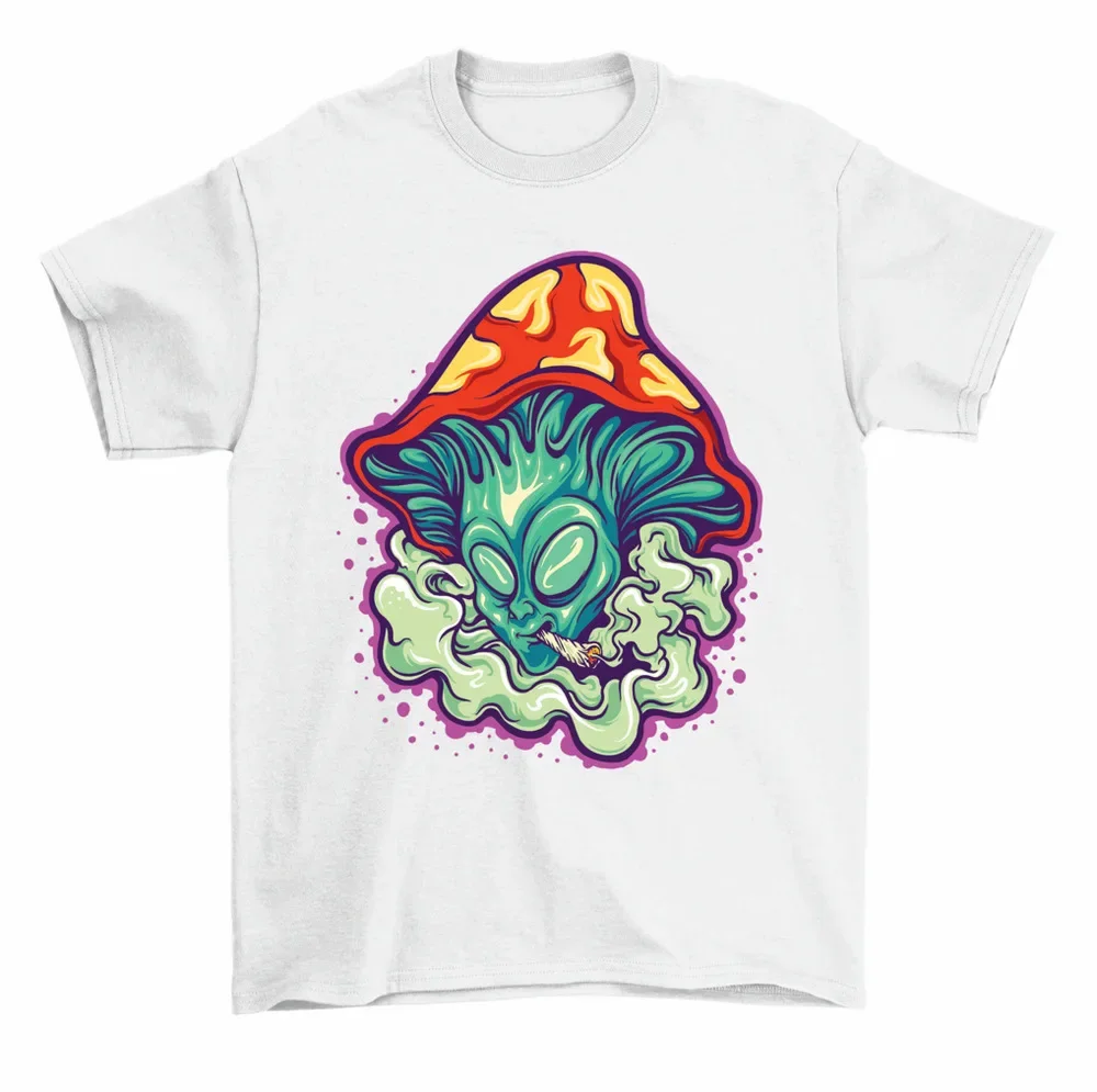 Mushroom Head Smoking Joint Psychedelic T-Shirt Men Women High Quality 100%Cotton Short Sleeve