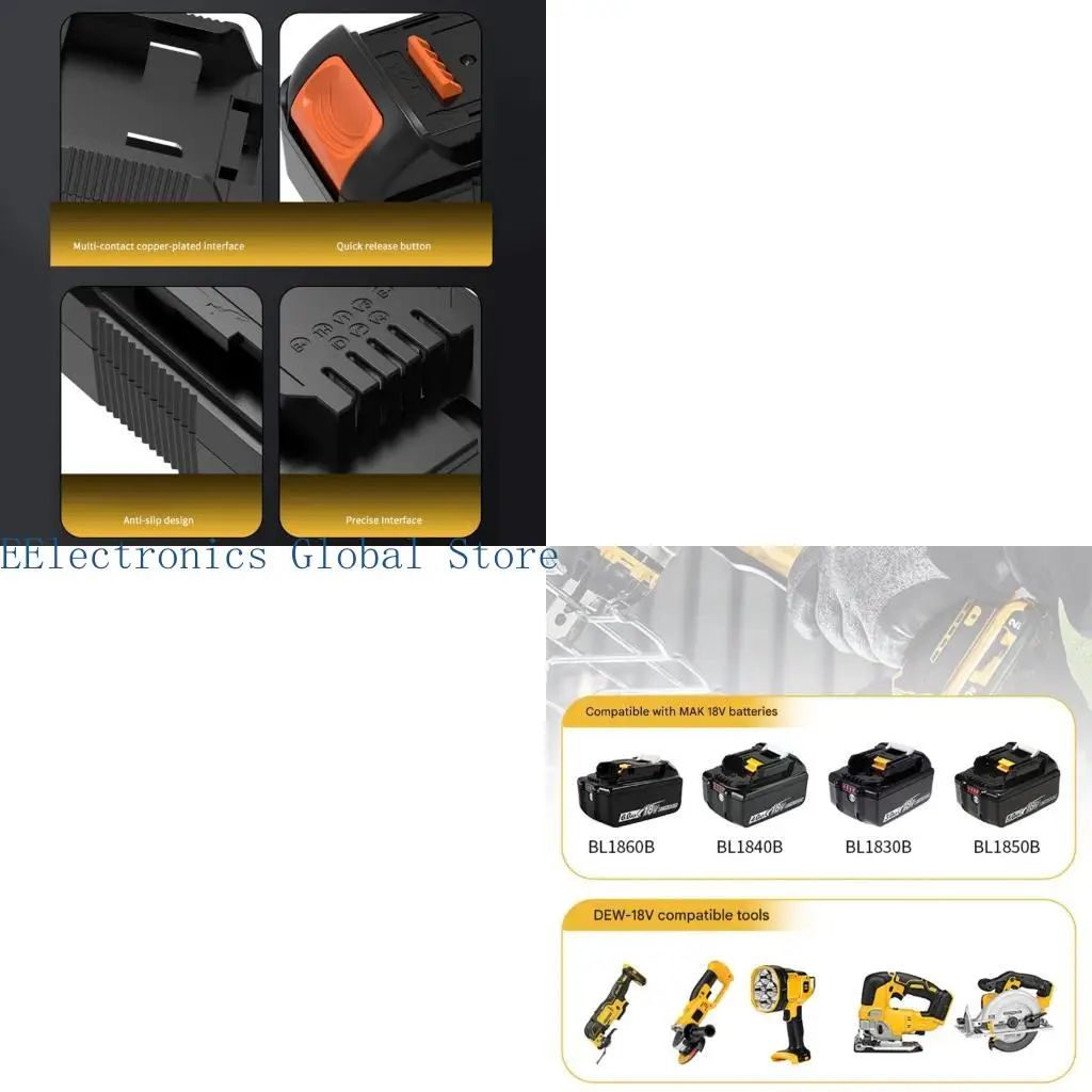 462B 18V to 20V Battery Adapter with Ribbed Housing for Routine Daily Work Use