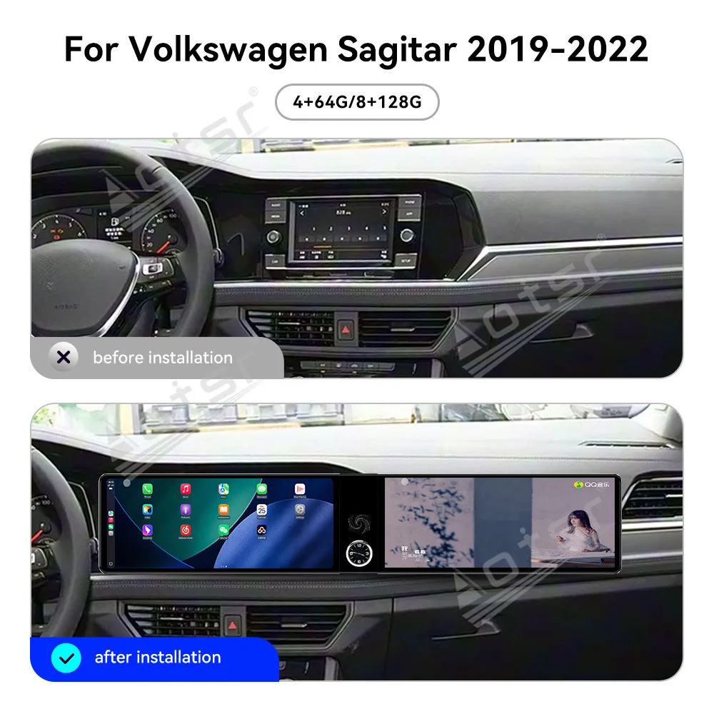 Dual Screen For Volkswagen Sagitar 2019~2022 Android Car Radio Multimedia Player GPS Navigation Accesorios Auto Video Head Uni