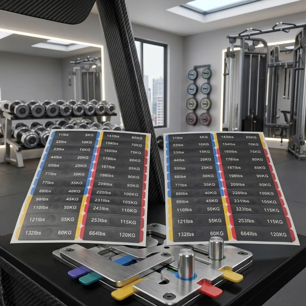 2pcs 5kg-120kg Weight Sticker Label Number Stickers Black Plastic Self-adhesive Waterproof Wear-resistant For Gym Fitness Parts