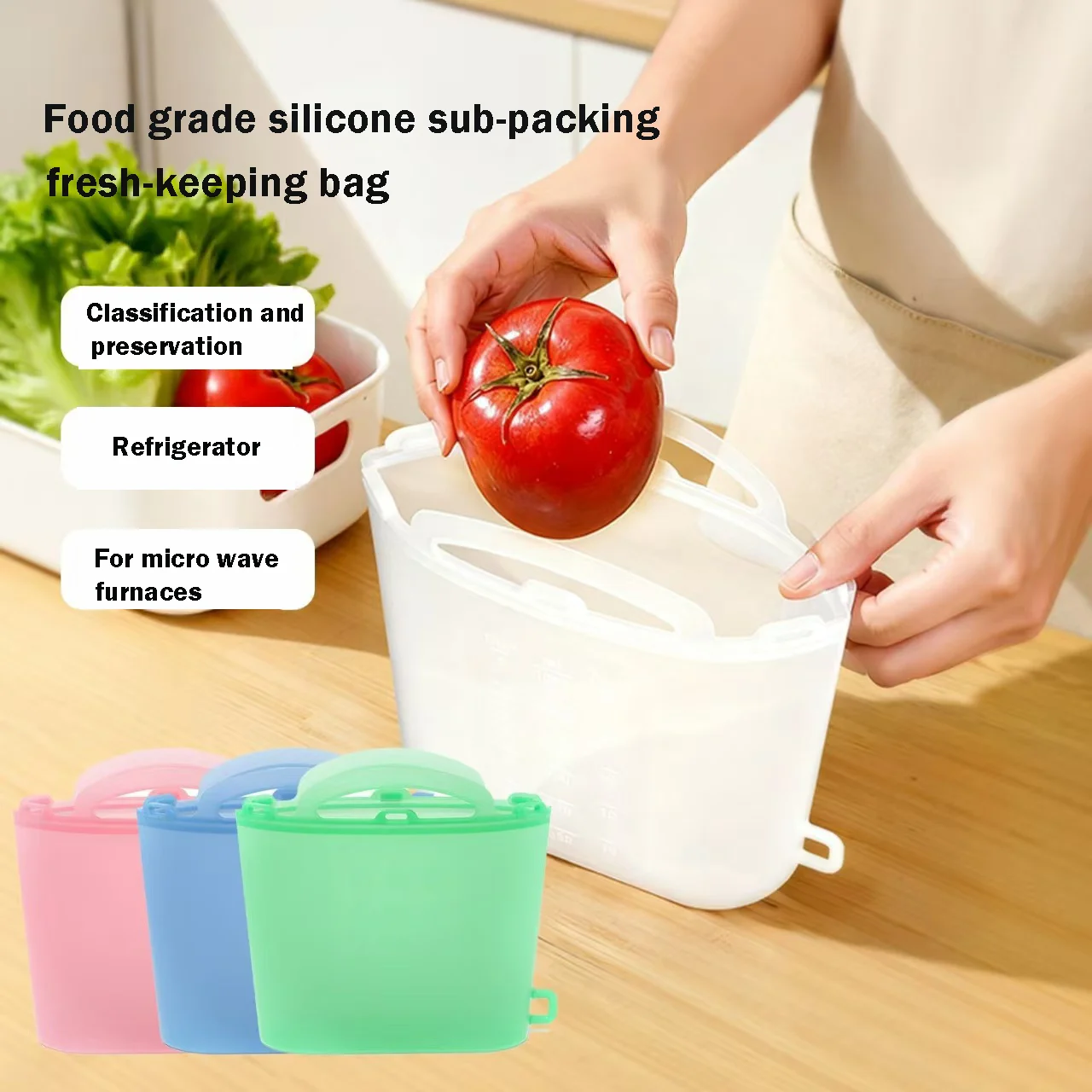 Freezer Bag 1000/1200/1500ml Fresh-Keeping Bag Self-Sealing Portable Food Packaging Bag Leak-Proof Reusable Cooling Bag Picnic