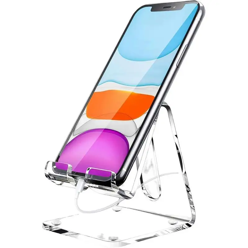 

Transparent Acrylic Cell Phone Stand Portable Mini Desk Phone Stand Table Compatible With 4-8 Inches Smartphones