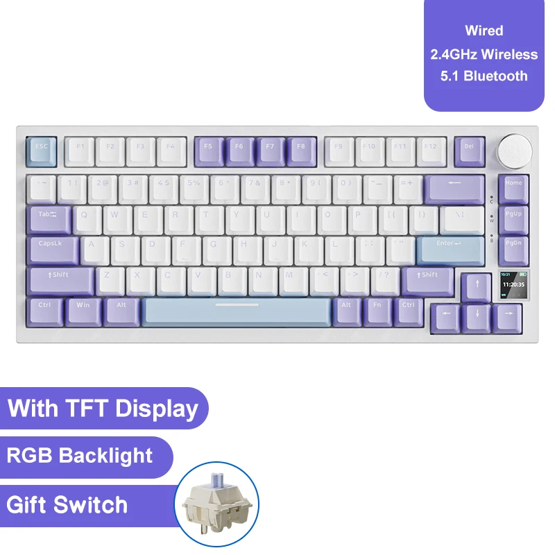 AJAZZ AK820 / AK820Pro Gaming Mechanical Keyboard 75% 82 Keys Wired Single Mode/Bluetooth Wireless Gamer Keyboard for Laptop PC image 3