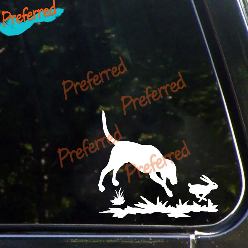 

Rabbit and Dog Hunting Car Sticker High Quality Vinyl Decal, Car/truck Ship/Surf Camper /laptop and Toolbox/ Motorcycle
