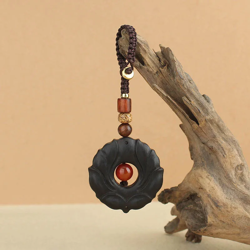 DIY accessories Ebony keychain pendant, transshipment safety chain, car key chain jewelry, wooden pendant, male and female coupl