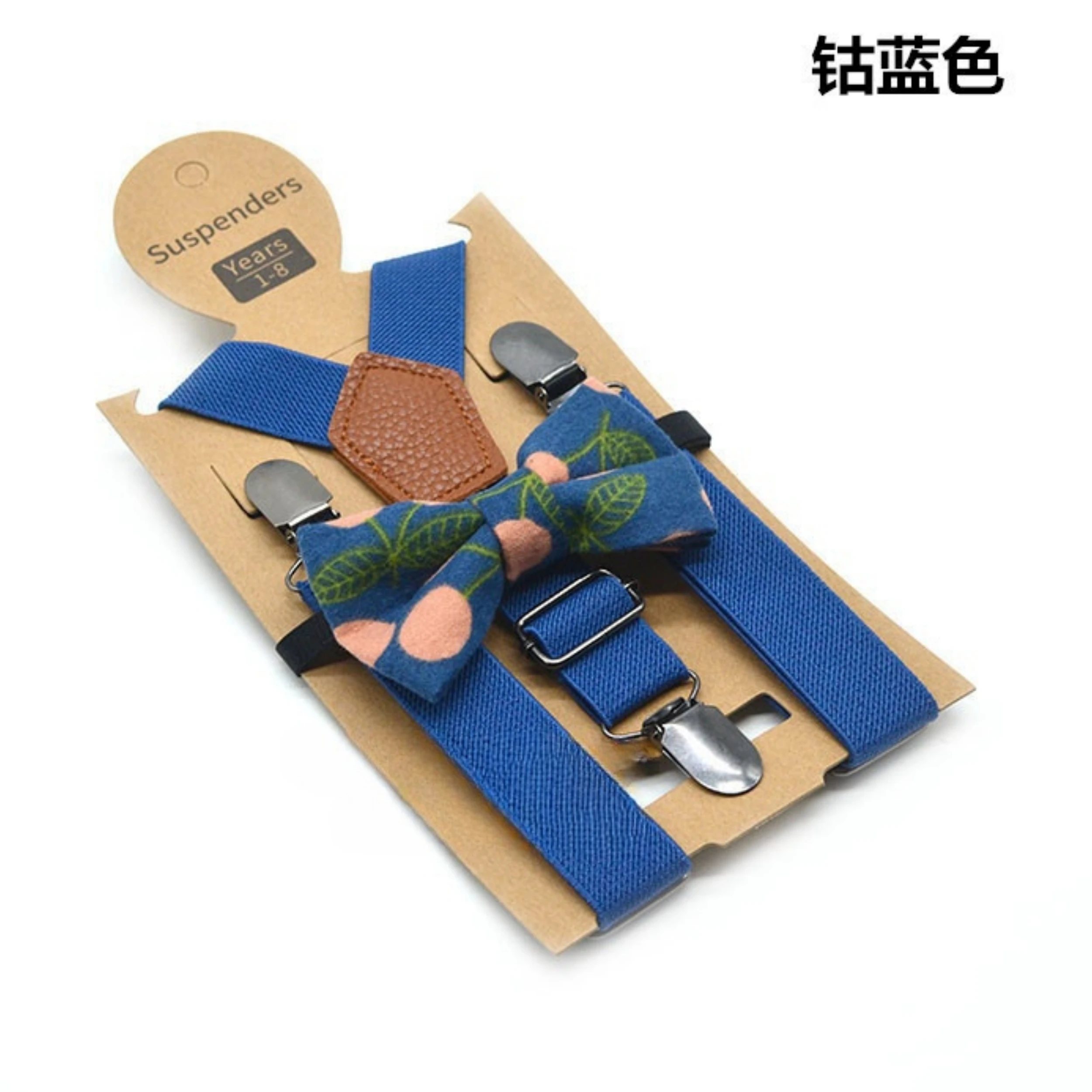 2 buah suspender anak dasi kupu-kupu 2.5cm3Clip Fashion warna Solid suspender elastis Non-slip Retro pesta pernikahan aksesoris kawat gigi