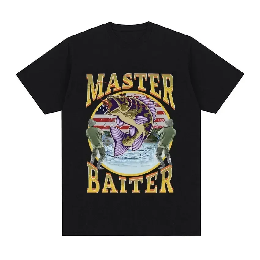

Master Baiter Fishing Parody Graphic Tee Breathable Cotton Short Sleeve T-Shirt For Men