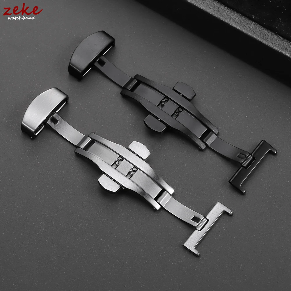 Stainless Steel Butterfly Deployment Buckle Matte Button Double Click Clasp Watch Strap 12/14/16/18/20/22mm Watches Accessories