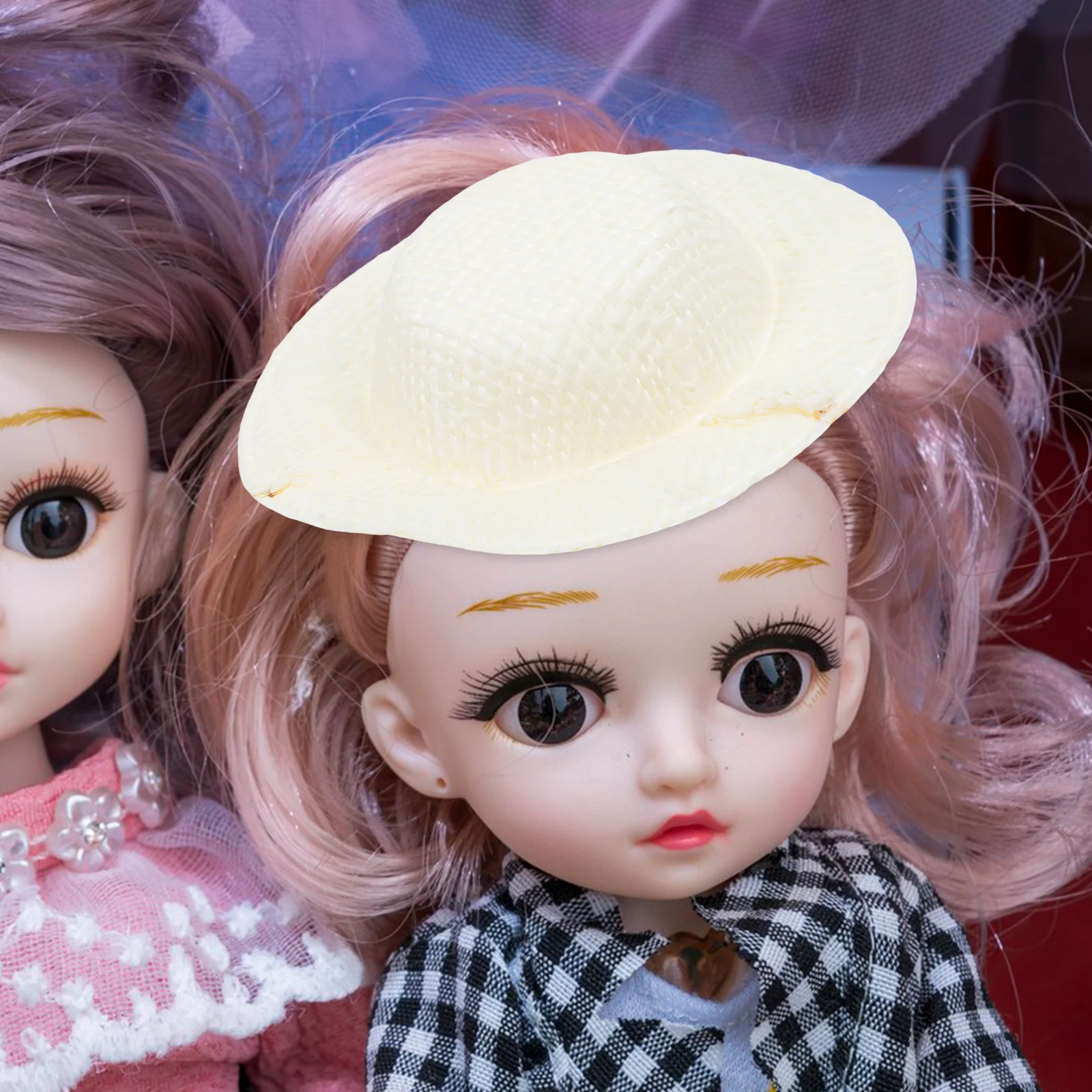 Mini chapeaux tissés pour l'artisanat, 15 pièces, petites décorations de paille mignonnes, accessoires faits à la main pour bricolage, Mini chapeaux de paille d'imitation