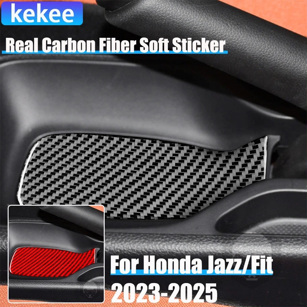 

Real Carbon Fiber Car Accessories Handbrake Storage Decorative Trim Cover Soft Sticker For Honda Fit /Jazz GR9 2023 2024 2025