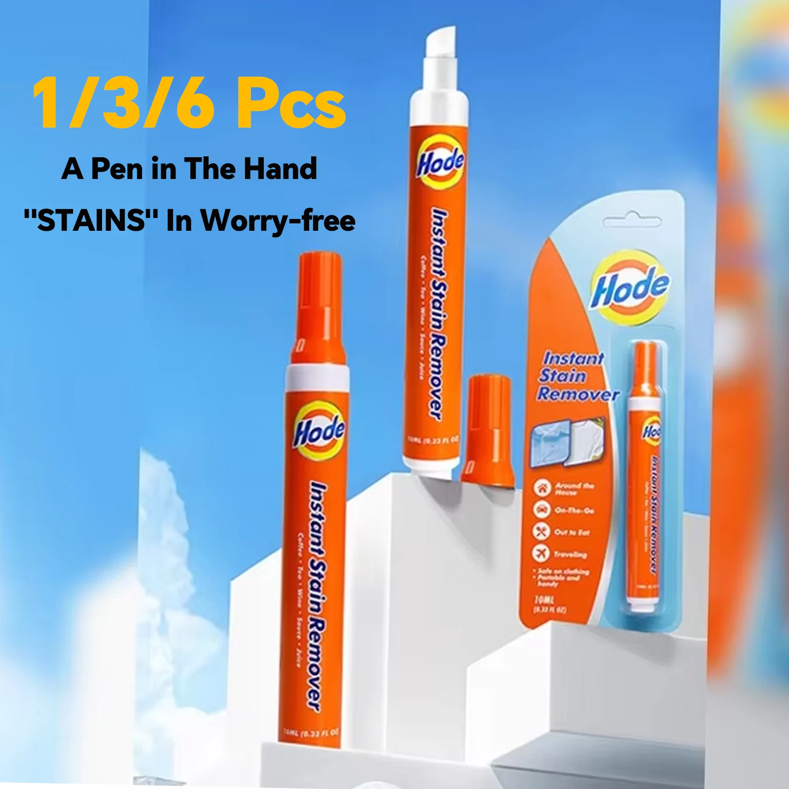 1/3/6 Portable and Convenient Stain Remover Pen for Emergency Stain Removal-Water-free,Suitable for Various Fabrics,Oxygen Formu