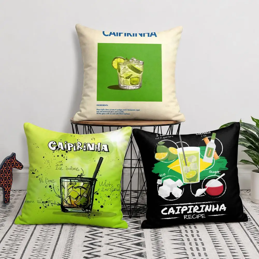 Caipirinha Cocktail Cushion Cover Soft Short Plush Pillow Cover Smooth Cozy Texture Cushion Case Home Decor