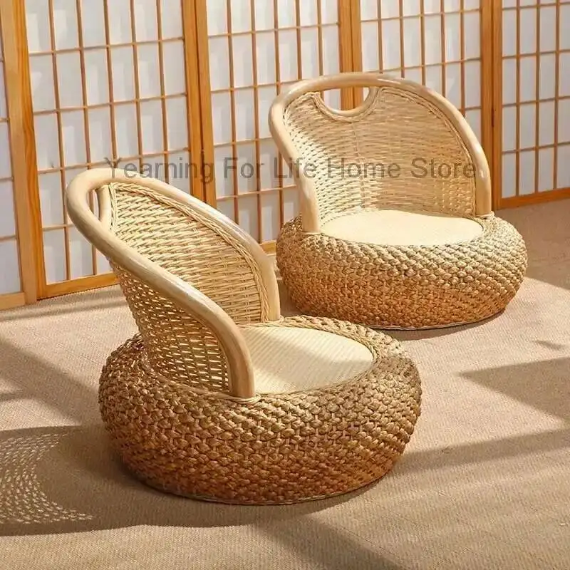 New Arrival Sofa Rattan Chair Rattan Backrest Single Chair Balcony Home Living Room Coffee Table Leisure Tatami Short Sitting