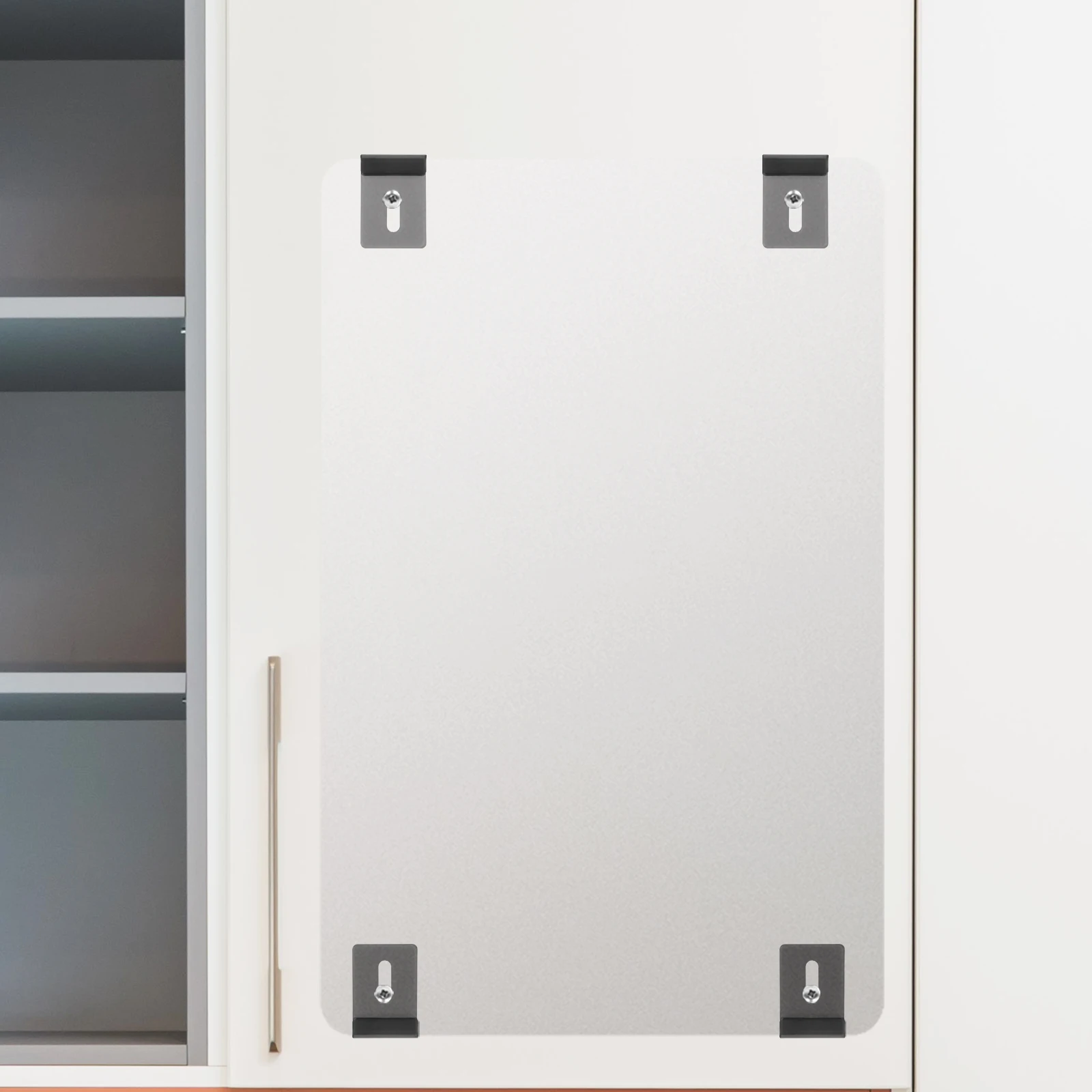 4 Pcs Mirror Brackets Stainless Steel Heavy Duty Wall Mount Frameless Mirror Holder Black Screw Installation Hardware