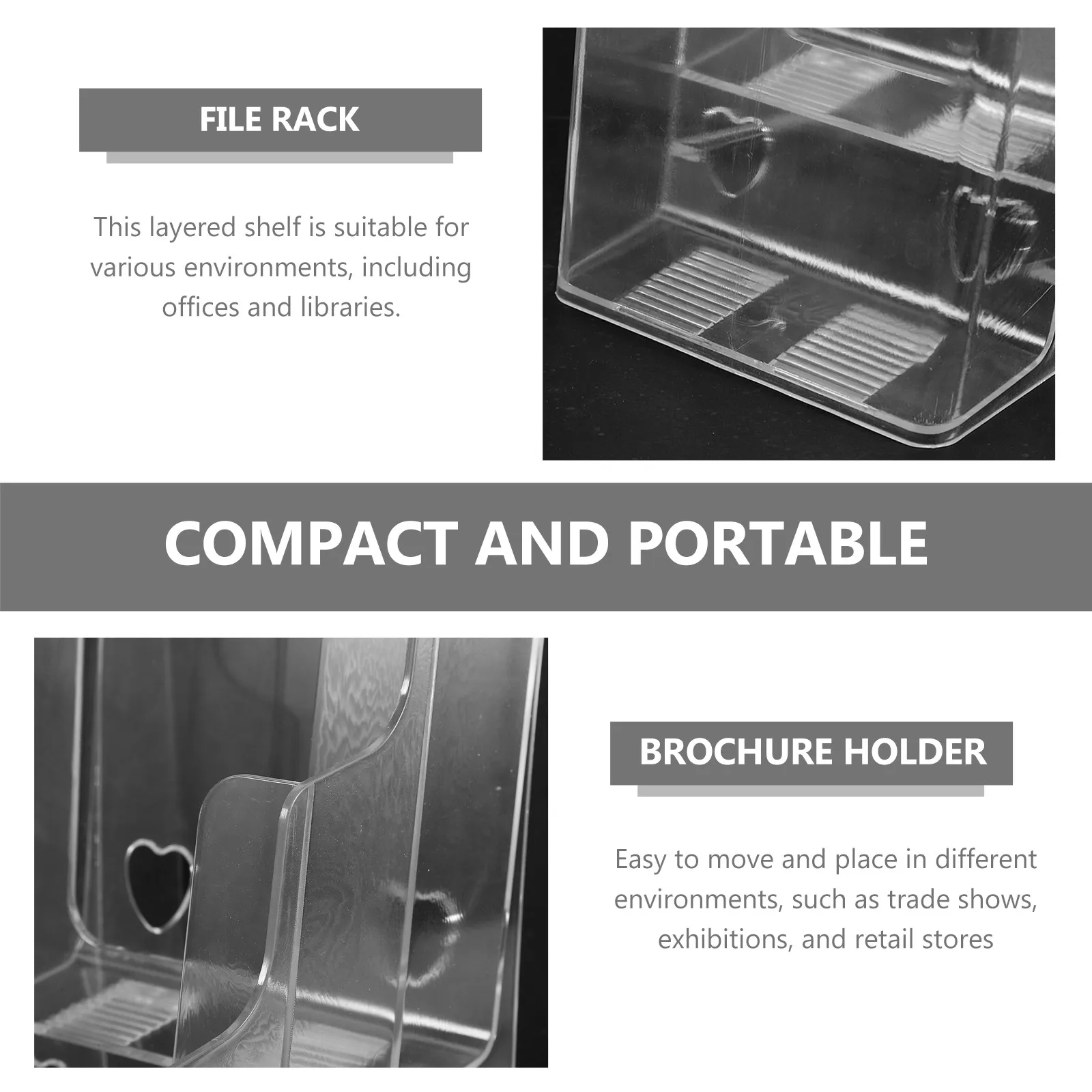 Clear Foldable A6 Brochure Holder Desktop Rack Transparent Pamphlet Organizer Stand for Office Retail Exhibition Display File