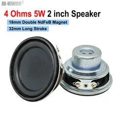 2pcs 4Ohms 5W 52mm Round 18mm Core Dual Neodymium Magnetic 32mm Long Stroke Speaker 2 inch bluetooth Loudspeaker