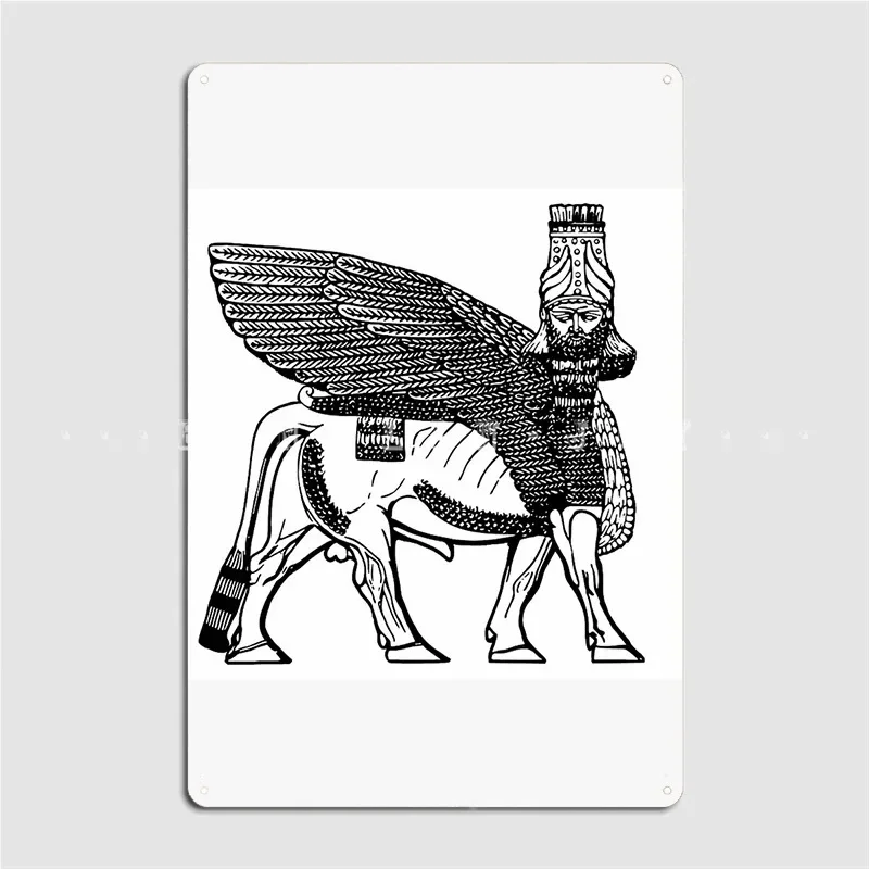 Winged Bull Lamassu Lamassus Metal Sign Club Painting Décor create pub Garage Tin sign Poster