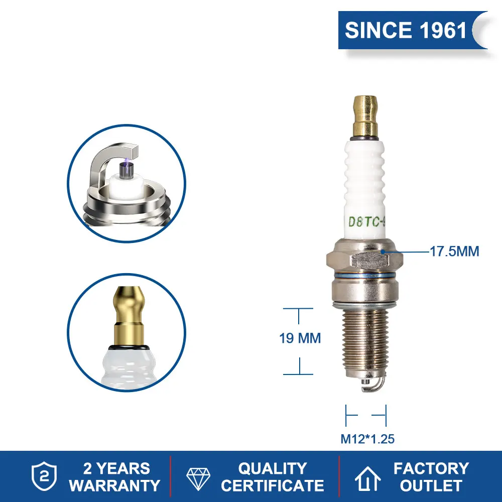 Nut Type Candle Replace for 5829/DP8EA-9 Denso X24EP-U9 SUZUKI 09482-00332 YAMAHA 94703-00275 Normal Spark Plug TORCH D8TC-9