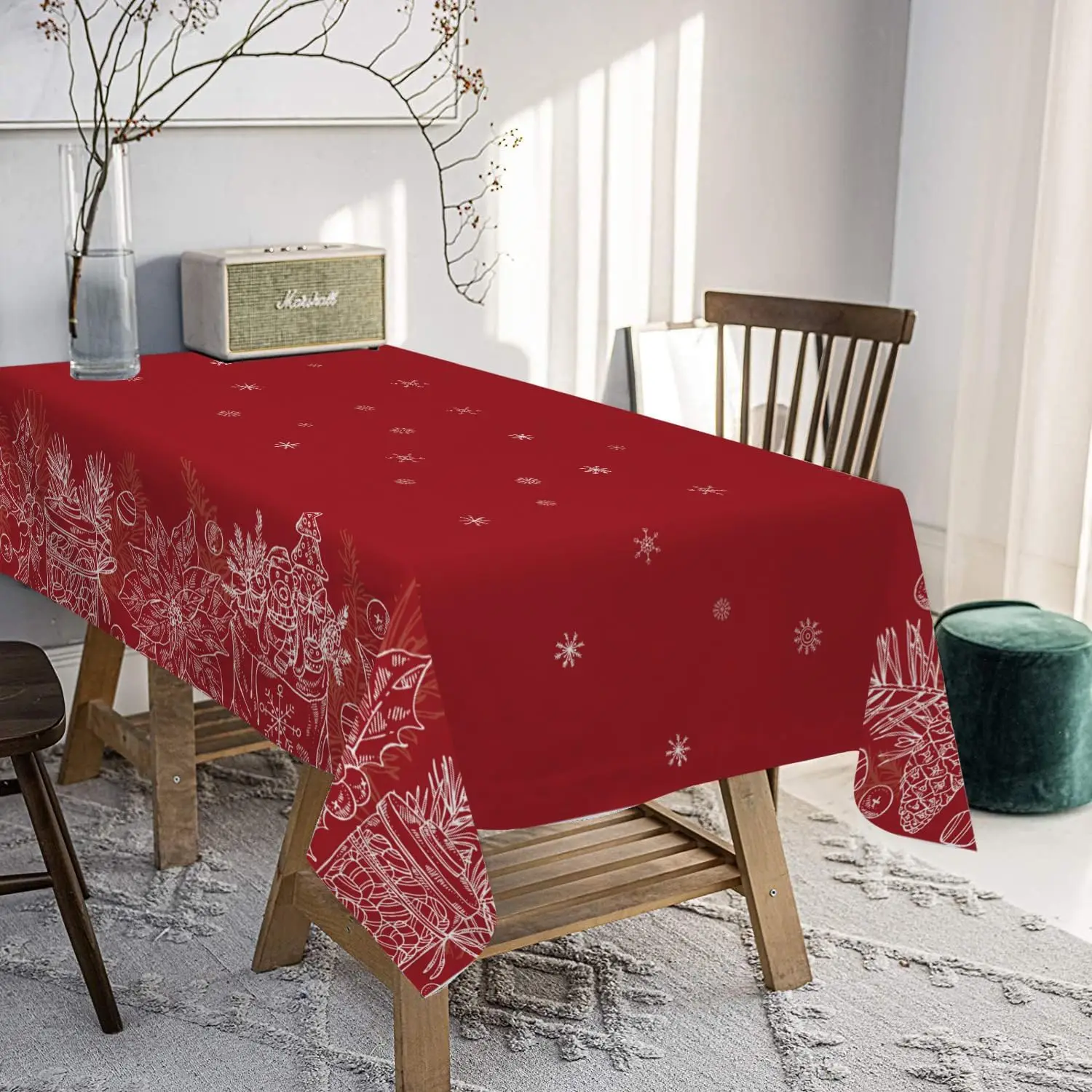 Christmas Day Snowflake Tablecloth Holiday Winter Xmas Wedding Party Table Cloth Kitchens Dinner Tablecover Home Decoration