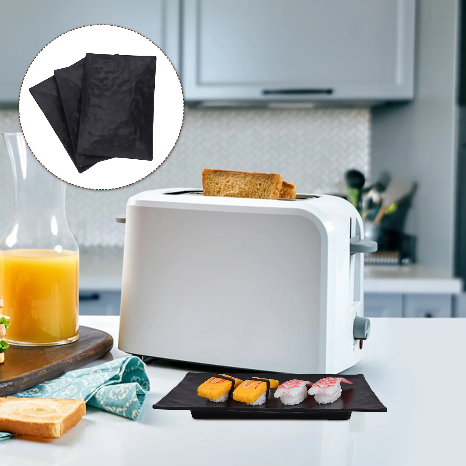 

3 Pcs Melamine Sushi Plate Set Black Rectangular BBQ Tray F8010 Food Display Dish Serving Platter Plates Kitchen Barware