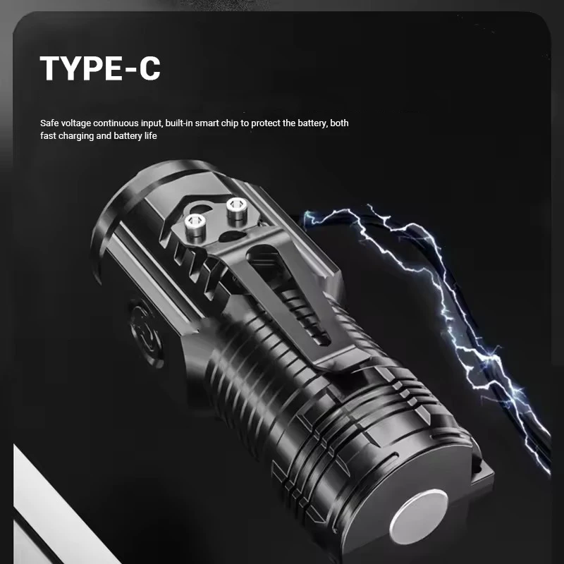 LED Flashlight USB Rechargeable Flashlights with Built-in Li-ion Battery 3-Mode Bright Light Mini And Portable Outdoor Torch