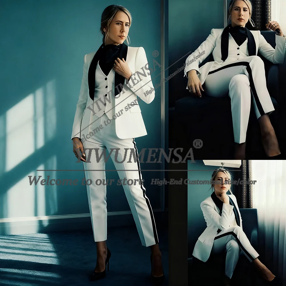 تخصيص الدعاوى النساء 2 قطعة شال أسود التلبيب الحلل السراويل مخصصة الأعمال حفلة موسيقية البدلات الرسمية بريولكيزريخصي