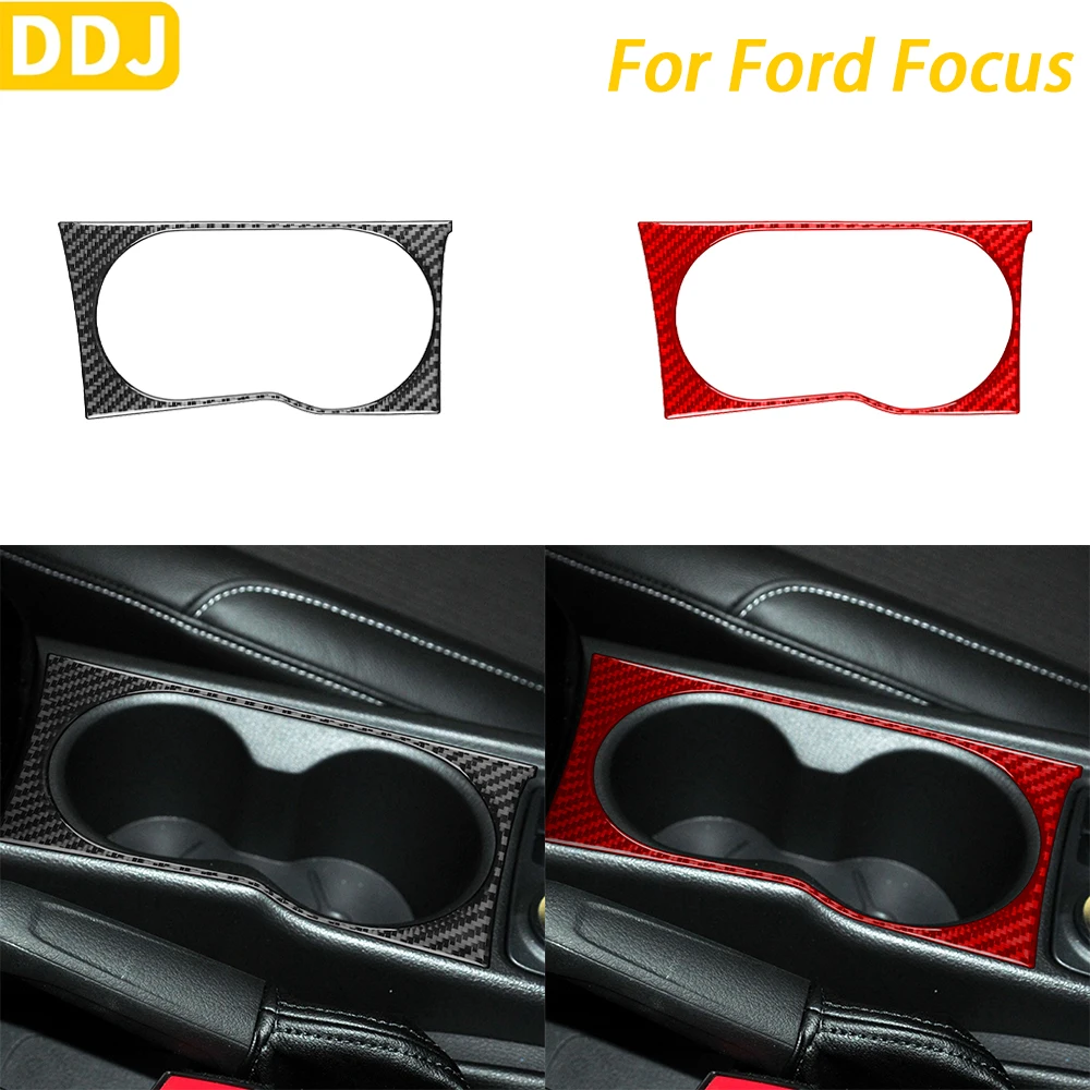 

For Ford Focus 2012-2014 Accessories Carbon Fiber Center Console Water Cup Holder Panel Cover Car Interior Decoration Sticker