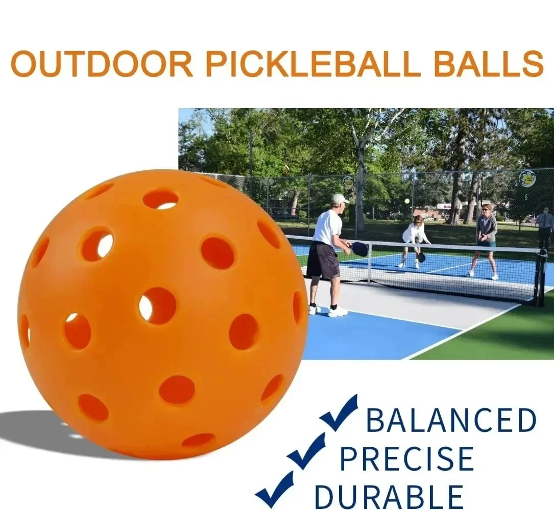 74mm 40 Holes Floating Pickleball 26g Plastic Outdoor Training Pickle Balls With Black Storage Net Bag 12Pcs Set