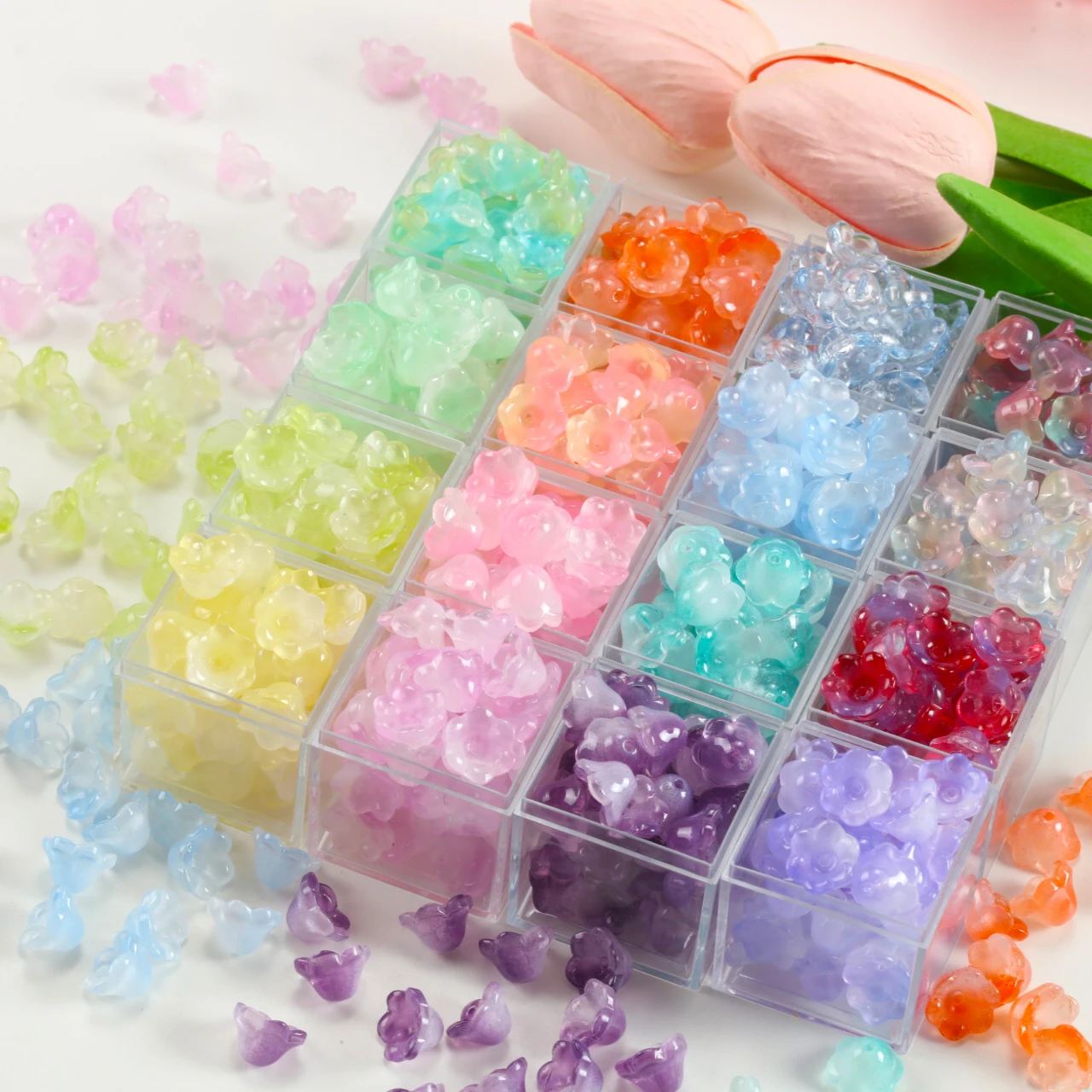 Flower Lampwork Bell Orchid Flower Czech Crystal Glass Beads for Jewelry Making Hairpin Handmade Diy Bracelet Accessories