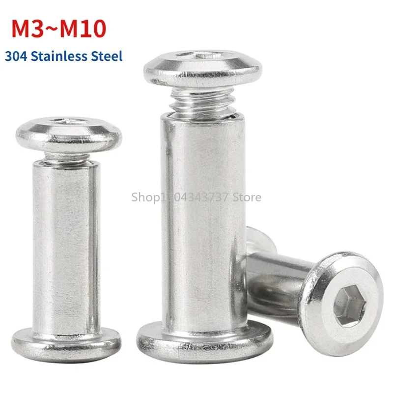 M3 M4 M5 M6 M8 M10 304 Stainless Steel Flat Hex Hexagon Socket Head Furniture Rivet Connector Insert Joint Sleeve Cap Nut