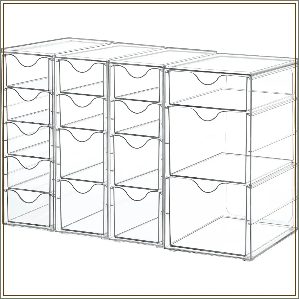 16-Drawer Acrylic Organizer Set, Clear Storage for Desk, Makeup, Jewelry & Crafts