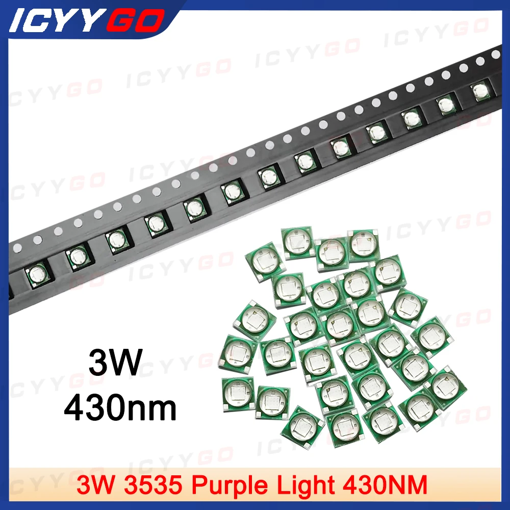 10pcs 3W 430nm High Power LED XPE 3535 Ceramic Lamp Beads Purple 430nm Lamp Beads Plant Growth Lamp Beads 45mil Chip