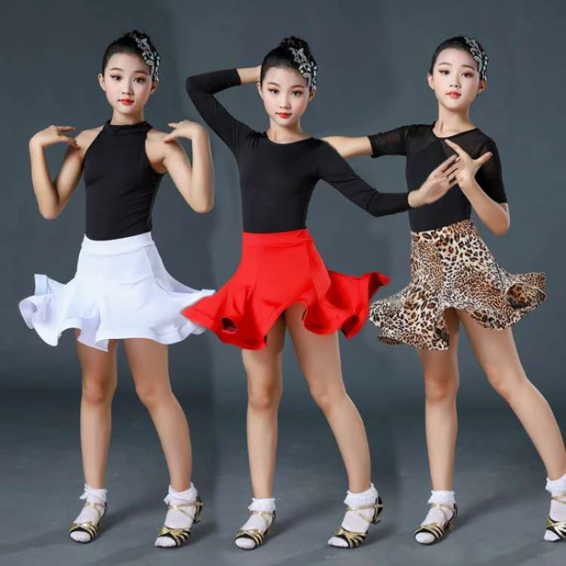 Children\'s Latin Dance Costume Dance Skirt Training Costume Performance Competition Girls\' Spring and Autumn Latin Costume