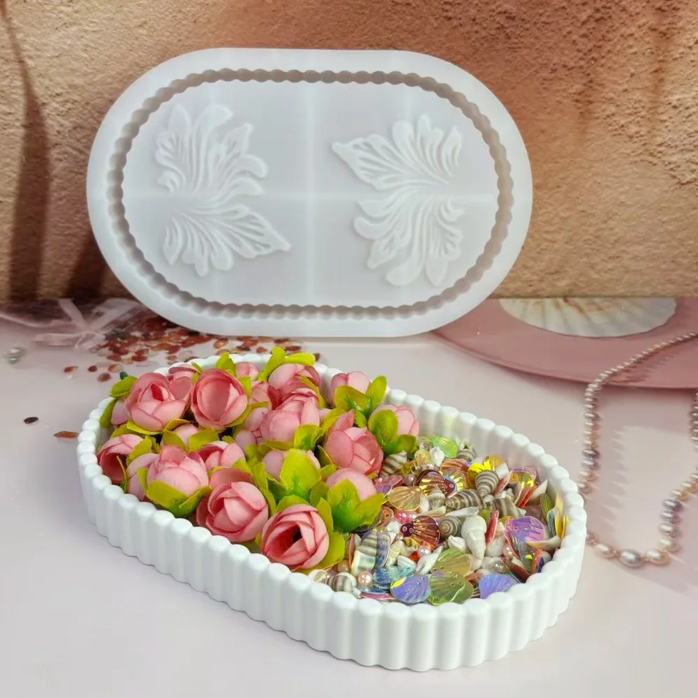 

2025 New Hot Sale Mould Petal Tray Decorative Ornament Mould Cement Plaster Home Ornamentation Tray DIY Ceramics Silicone Moulds
