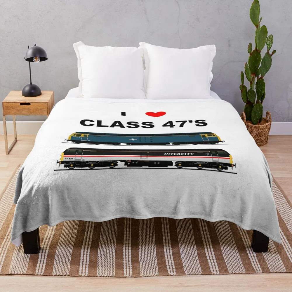 

CLASS 47 LOCOMOTIVES Throw Blanket Flannel Fabric Travel Blankets