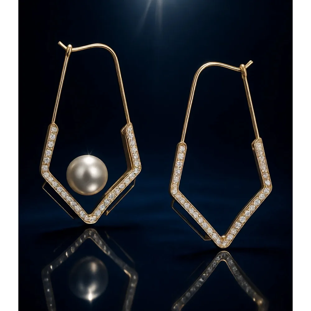 

Гипоаллергенные легкие серьги-кольца с геометрическим узором «шеврон» и вырезами, покрытые стерлинговым серебром или 18-каратным золотом