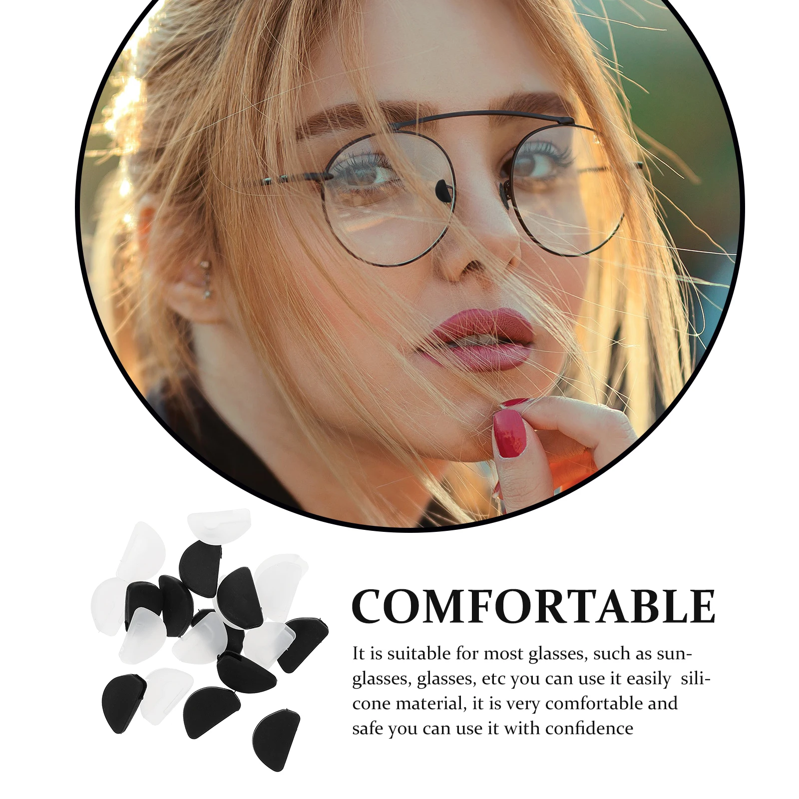 

20 Pairs Silicone Nose Pads D Shaped Glasses Cushions Eyewear Replacement Comfortable Safe Work Shaped Pad Sunglasses Eyeglasses