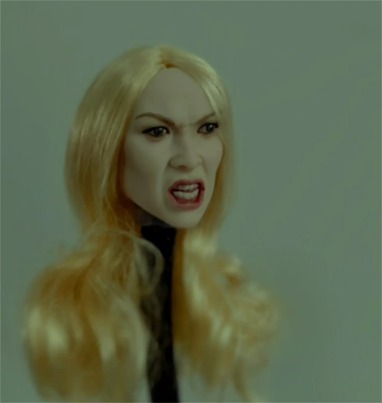 

1/6 Female Angry Women Head Sculpt Funny Expression Planted Hair Head Movie star Toys Model for 12 " Female Figure Body