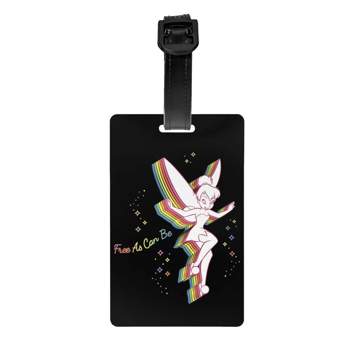 Peter Pan Pride Tinker Bell Rainbow Luggage Tag With Name Card Privacy Cover ID Label for Travel Suitcase