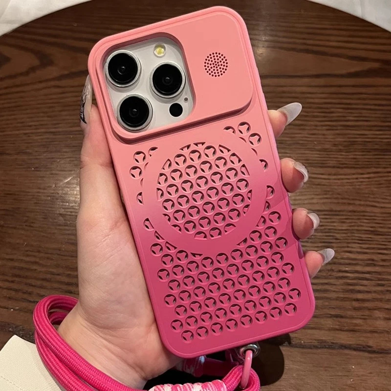 

for Magnetic Heat Dissipatio case for iPhone 16 Pro Max, for MagSafe, Coolingf Drop Protection,Cool Matte Material - Rose Pink