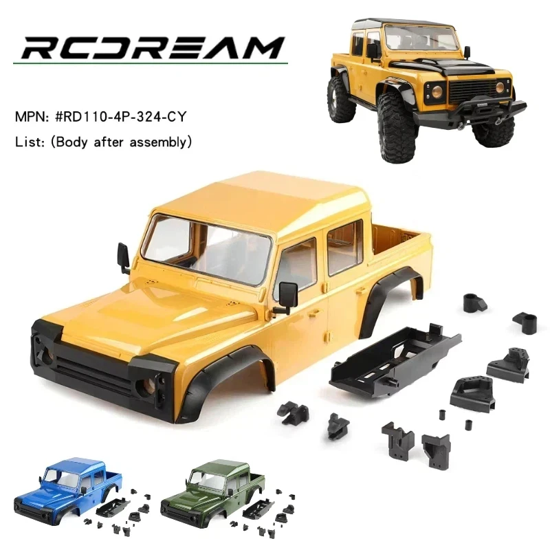 Rcdream Rc Pickup Truck Hard Body Shell Rd110 Wildguard 4 Door 324mm Wheelbase For Trx4 Rc Crawler Rock Black Fender Hood Roof