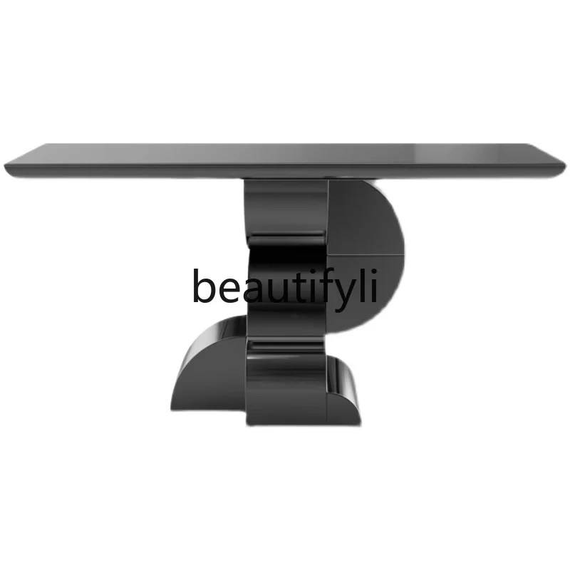 

Entrance table Italian entrance table Entrance door against the wall Strip case Creative villa Art minimalist bar counter