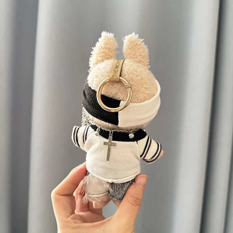 17 سنتيمتر لطيف دمى قطيفة صغيرة وتتسابق Labubu الكورية Kpop المعبود دمية الملابس والاكسسوارات مجموعة كاملة نمط وسيم الدعاوى DIY بها بنفسك لعبة الهدايا