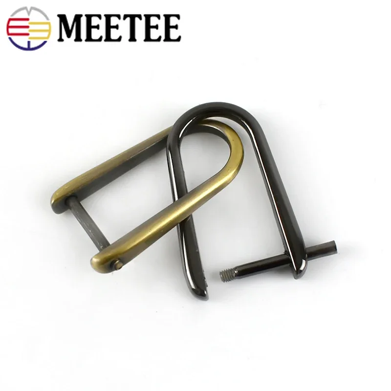 Meetee 2/4pcs ID20mm Detachable Screw D Buckle U Ring Metal Keychain Hanger Hook Clasp DIY Handbag Hardware Leather Accessories