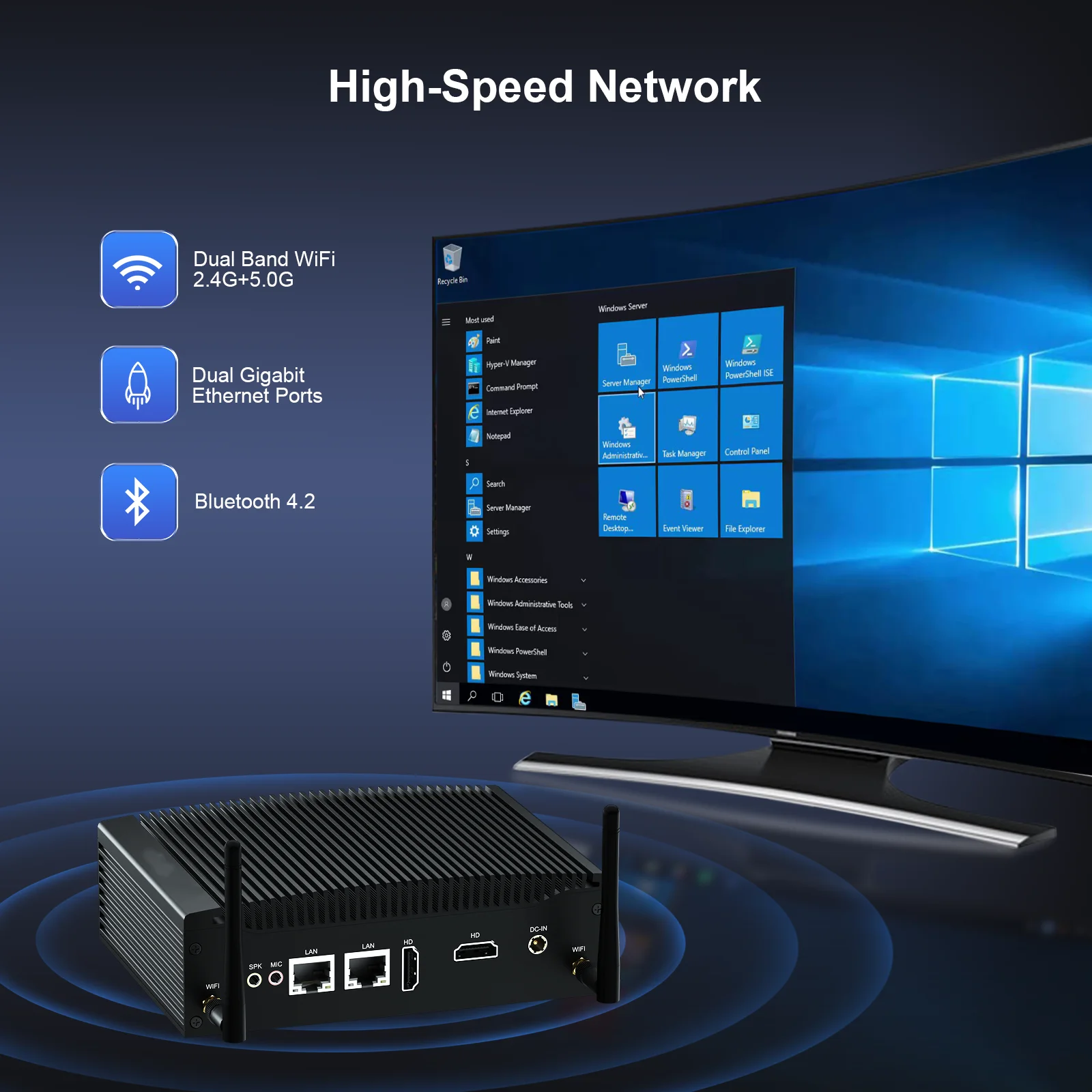 HYSTOU 2xHD-MI 4K DDR4 Mini Pc Intel Core i5 7287U Windows 10 Pro 2xRS232 Com Port Inside Wifi Industrial Computer ‎ ‎