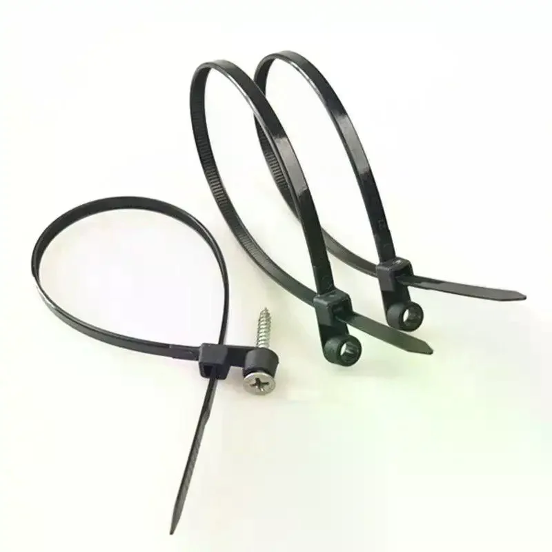 100PCS Screw Hole Cable Ties Reusable Fixed Nylon Cable Ties Self-locking Cord Ties Straps Fastening Loop Office Organizer