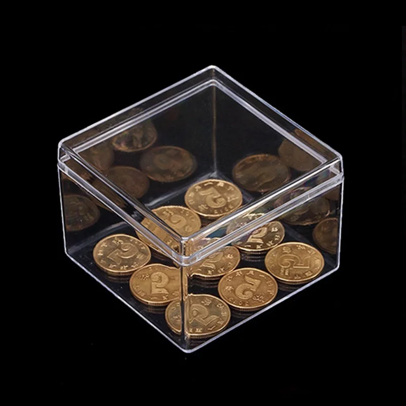 Small Square Clear PS Plastic Storage Boxes for Mini Jewelry