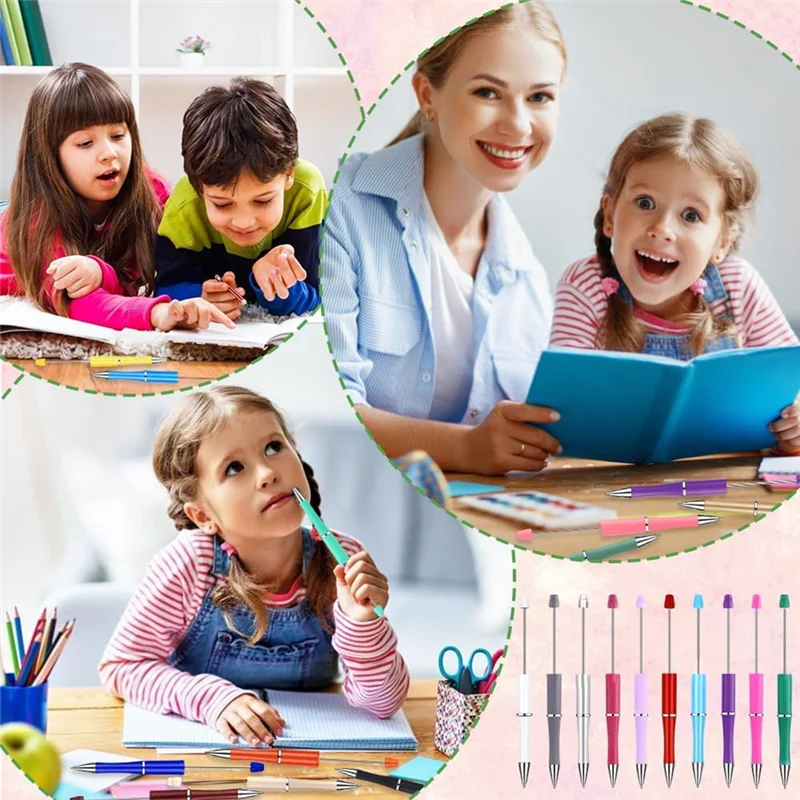

150 Pcs DIY Beadable Pen Kit Multicolor Bulk Ballpoint DIY Crafting Pens With Refills & Bags For Students Teens